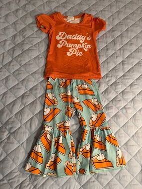 Orange/Mint Green 'Daddy's Pumpkin Pie' Girls Matching Set